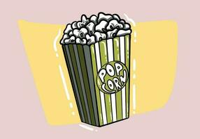 Popcorn mano disegnato vettore. pop Mais, cinema film scatola, cibo benna, film merenda, Borsa contenitore Popcorn schizzo. isolato colore illustrazione vettore