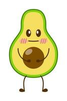 avocado cartone animato personaggio portafortuna design di illustrazione. carino avocado cartone animato etichetta. avocado emoticon. vettore