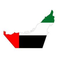 unito arabo Emirates carta geografica silhouette con bandiera isolato su bianca sfondo vettore