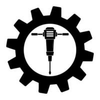 semplice illustrazione di estrazione martello trapano nel Ingranaggio icona vettore