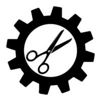 forbici nel Ingranaggio icona o logo isolato cartello simbolo illustrazione vettore