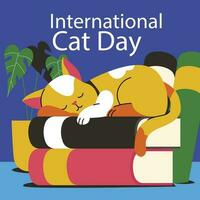 vettore piatto internazionale gatto giorno illustrazione