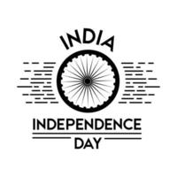 celebrazione del giorno dell'indipendenza dell'india con lo stile silhouette di Ashoka chakra vettore