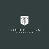 fy monogramma con pilastro e scudo logo disegno, lusso e elegante logo per legale azienda vettore
