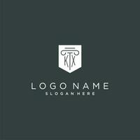 kx monogramma con pilastro e scudo logo disegno, lusso e elegante logo per legale azienda vettore