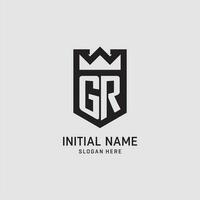 iniziale gr logo scudo forma, creativo esport logo design vettore