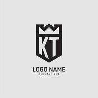 iniziale kt logo scudo forma, creativo esport logo design vettore