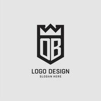 iniziale ob logo scudo forma, creativo esport logo design vettore