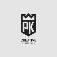 iniziale pk logo scudo forma, creativo esport logo design vettore
