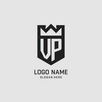 iniziale vp logo scudo forma, creativo esport logo design vettore