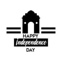 celebrazione del giorno dell'indipendenza dell'india con lo stile della silhouette dell'arco della moschea vettore