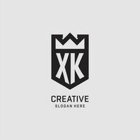 iniziale xk logo scudo forma, creativo esport logo design vettore