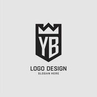 iniziale yb logo scudo forma, creativo esport logo design vettore