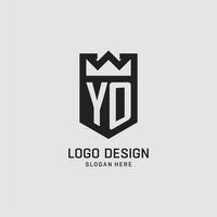 iniziale yo logo scudo forma, creativo esport logo design vettore