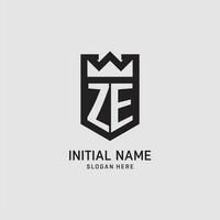 iniziale ze logo scudo forma, creativo esport logo design vettore