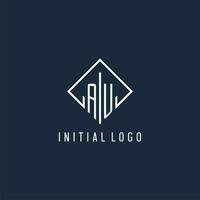 au iniziale logo con lusso rettangolo stile design vettore