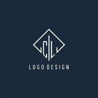 cl iniziale logo con lusso rettangolo stile design vettore