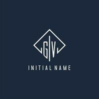 gv iniziale logo con lusso rettangolo stile design vettore