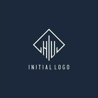 eh iniziale logo con lusso rettangolo stile design vettore