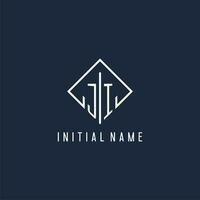 ji iniziale logo con lusso rettangolo stile design vettore