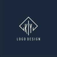 ky iniziale logo con lusso rettangolo stile design vettore