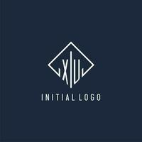 xu iniziale logo con lusso rettangolo stile design vettore