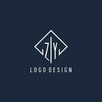 zy iniziale logo con lusso rettangolo stile design vettore