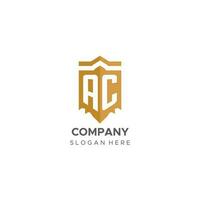 monogramma AC logo con scudo geometrico forma, elegante lusso iniziale logo design vettore