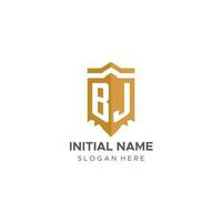 monogramma bj logo con scudo geometrico forma, elegante lusso iniziale logo design vettore