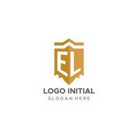 monogramma EL logo con scudo geometrico forma, elegante lusso iniziale logo design vettore