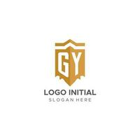 monogramma gy logo con scudo geometrico forma, elegante lusso iniziale logo design vettore