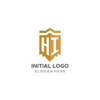 monogramma Ciao logo con scudo geometrico forma, elegante lusso iniziale logo design vettore