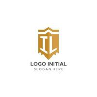 monogramma I l logo con scudo geometrico forma, elegante lusso iniziale logo design vettore