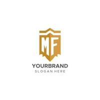 monogramma mf logo con scudo geometrico forma, elegante lusso iniziale logo design vettore