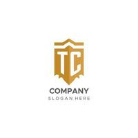 monogramma tc logo con scudo geometrico forma, elegante lusso iniziale logo design vettore