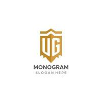 monogramma ug logo con scudo geometrico forma, elegante lusso iniziale logo design vettore