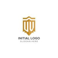 monogramma uv logo con scudo geometrico forma, elegante lusso iniziale logo design vettore