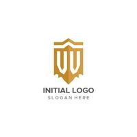 monogramma vv logo con scudo geometrico forma, elegante lusso iniziale logo design vettore