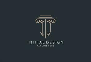 ij monogramma logo con pilastro forma icona, lusso e elegante design logo per legge azienda iniziale stile logo vettore