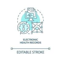 elettronico Salute informazione turchese concetto icona. assistenza sanitaria industria tendenza astratto idea magro linea illustrazione. isolato schema disegno. modificabile ictus vettore