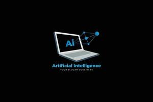 creativo artificiale intelligenza logo modello design con computer vettore