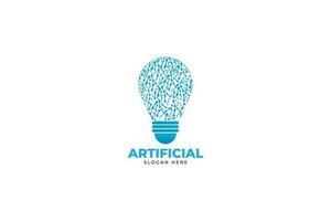 artificiale intelligenza logo design illustrazione con lampadina vettore