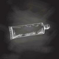 mano disegnato dentifricio Vintage ▾ schizzo isolato su lavagna sfondo. vettore illustrazione. mal di denti trattamento.