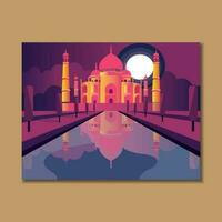 moderno design manifesto con colorato sfondo di taj Mahal nel agra, India. vettore illustrazione professionista vettore