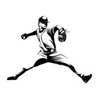 maschio baseball giocatore sagome su bianca sfondo isolato. silhouette di un' maschio baseball giocatore lancio il palla vettore illustrazione