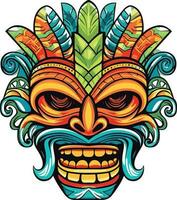 tiki Festival, tiki maschera vettore illustrazione, tiki maschere per maglietta disegno, etichetta e parete arte