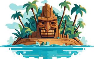 tiki Festival isola, tiki isola vettore illustrazione per maglietta disegno, parete carta e stampa.