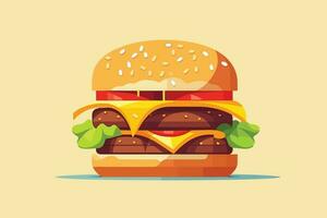 colorato fresco cibo pane, formaggio, frutta, e verdure su bianca sfondo, hamburger illustrazione su isolato bianca sfondo vettore