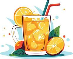 rinfrescante agrume succo nel bicchiere su bianca sfondo, rinfrescante arancia succo nel bicchiere vettore illustrazione