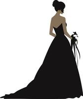 silhouette di un' bellissimo donna nel nozze vestito su isolato sfondo vettore